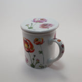 Flower Tea Cup with Matching Lid and Infuser